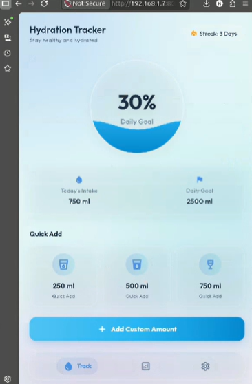 Hydration Tracker project screenshot